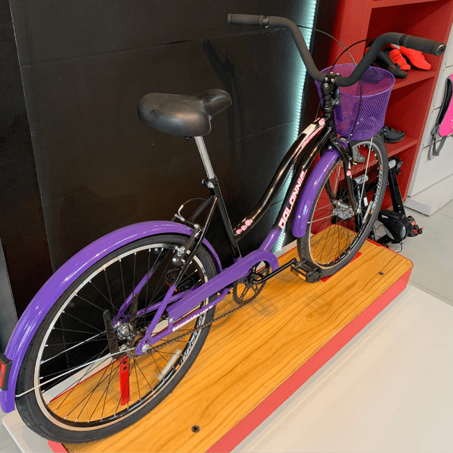 Bicicleta Dalannio Beach Retrô Aro 26 Feminina Preto e Lilas