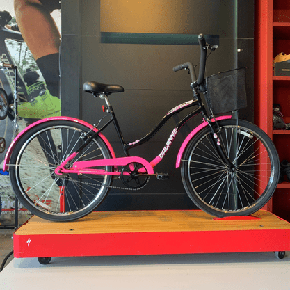 Bicicleta Dalannio Beach Retrô Aro 26 Feminina Preto e Rosa