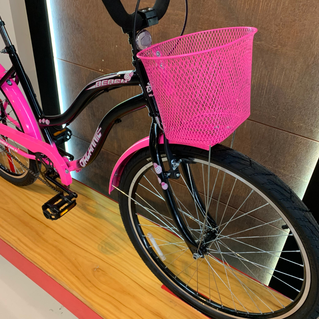 Bicicleta Dalannio Beach Retrô Aro 26 Feminina Preto e Rosa Chiclete