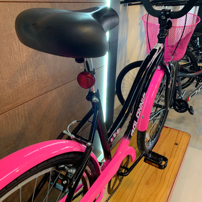 Bicicleta Dalannio Beach Retrô Aro 26 Feminina Preto e Rosa Chiclete