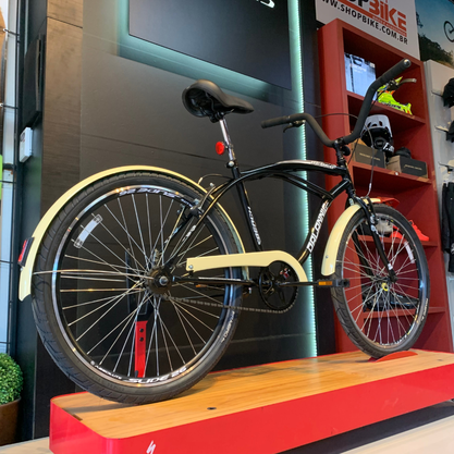 Bicicleta Dalannio Beach Retrô Aro 26 Masculino Preta e Bege