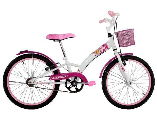 Bicicleta Dalannio Fashion Aro 20 Branca e Rosa