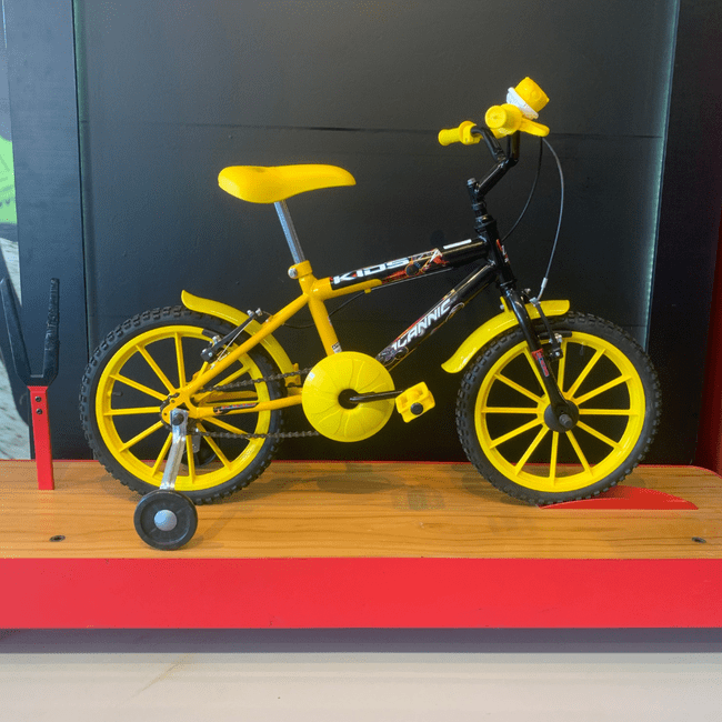 Bicicleta Dalannio Kids Aro 16 Amarelo e Pretoㅤㅤㅤㅤㅤㅤㅤㅤㅤ