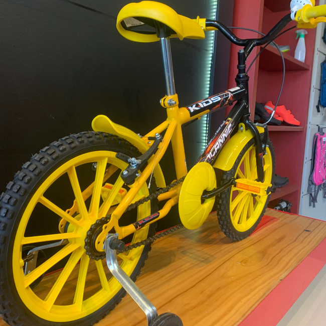 Bicicleta Dalannio Kids Aro 16 Amarelo e Pretoㅤㅤㅤㅤㅤㅤㅤㅤㅤ