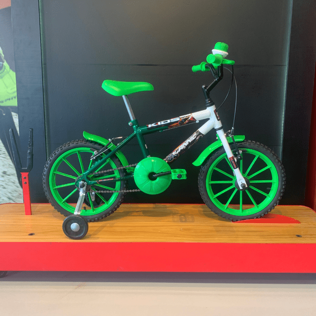 Bicicleta Dalannio Kids Aro 16 Branco e Verdeㅤㅤㅤㅤㅤㅤㅤㅤㅤㅤ