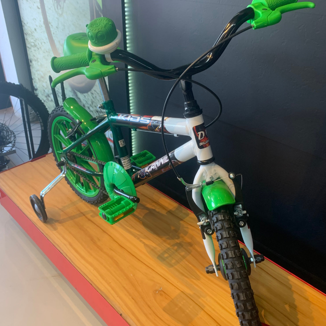 Bicicleta Dalannio Kids Aro 16 Branco e Verdeㅤㅤㅤㅤㅤㅤㅤㅤㅤㅤ