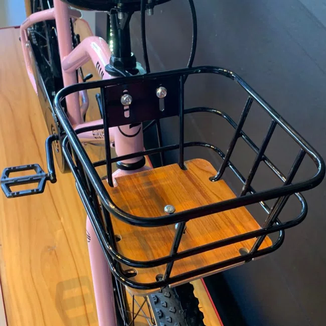 Bicicleta Elleven  Aro 20 Elly Com Cesta Rosa e Pretaㅤㅤ