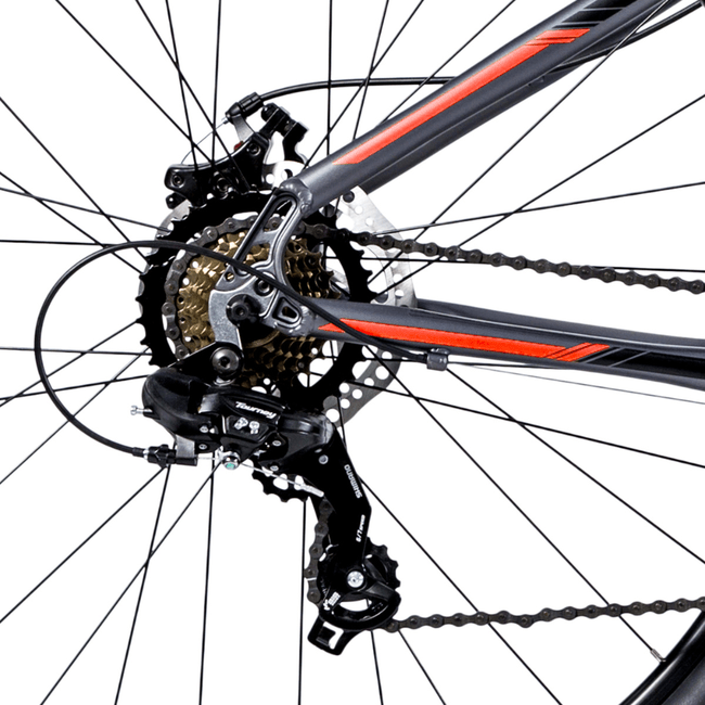 Bicicleta Groove Hype 10 Aro 29 Tourney 21v 2023 Grafite e Vermelho e Preto