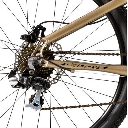 Bicicleta Groove Hype JR HD Aro 24 Tourney 7v 2023 Dourado e Laranja e Preto