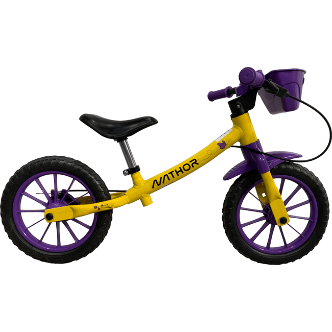 Bicicleta Nathor Balance Garden Fly Aro 12 Amarelo e Lilás
