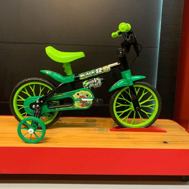 Bicicleta Nathor Black Aro 12 Preto e Verde