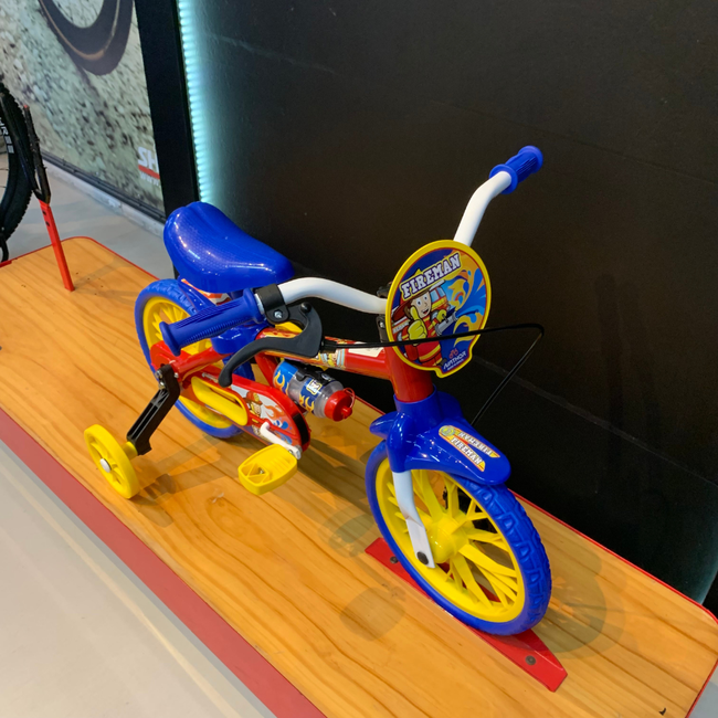 Bicicleta Nathor Fireman Aro 12 Vermelho e Azulㅤㅤㅤㅤㅤㅤㅤㅤ