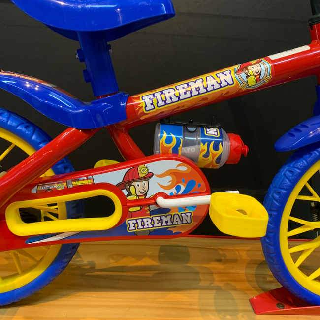 Bicicleta Nathor Fireman Aro 12 Vermelho e Azulㅤㅤㅤㅤㅤㅤㅤㅤ