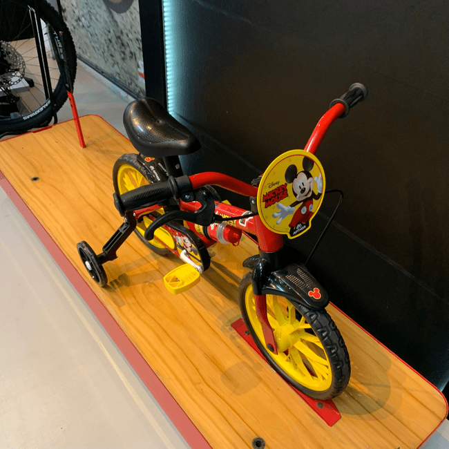 Bicicleta Nathor Mickey Aro 12 Vermelho Preto e Amarelo