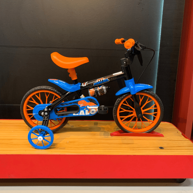Bicicleta Nathor Power Rex Aro 12 Preto Azul e Laranja