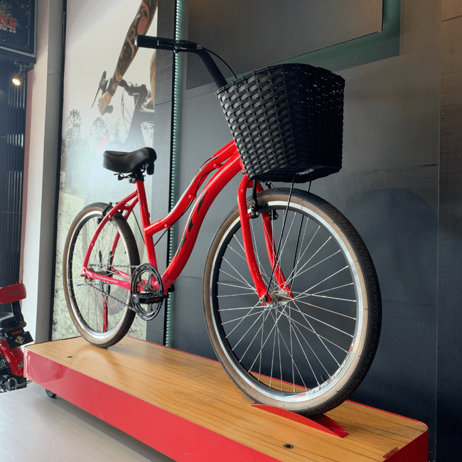Bicicleta NTZ Surf Beach Aro 26 Vermelho e Rosa