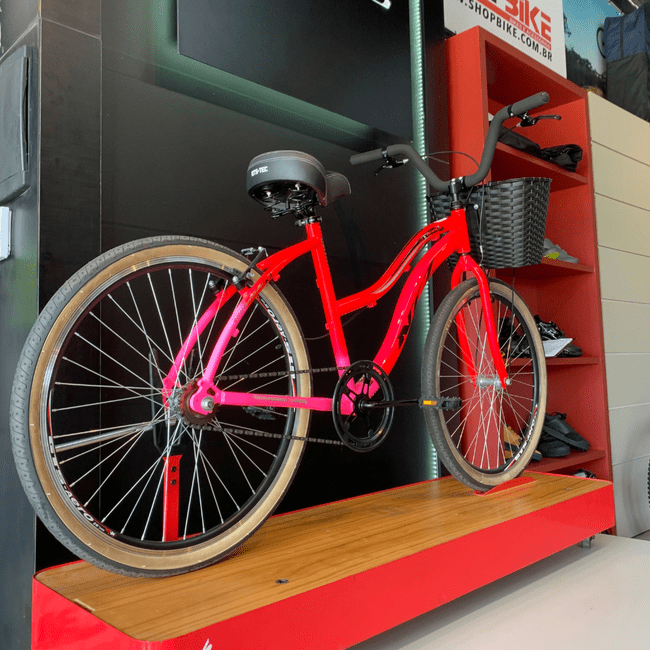 Bicicleta NTZ Surf Beach Aro 26 Vermelho e Rosa