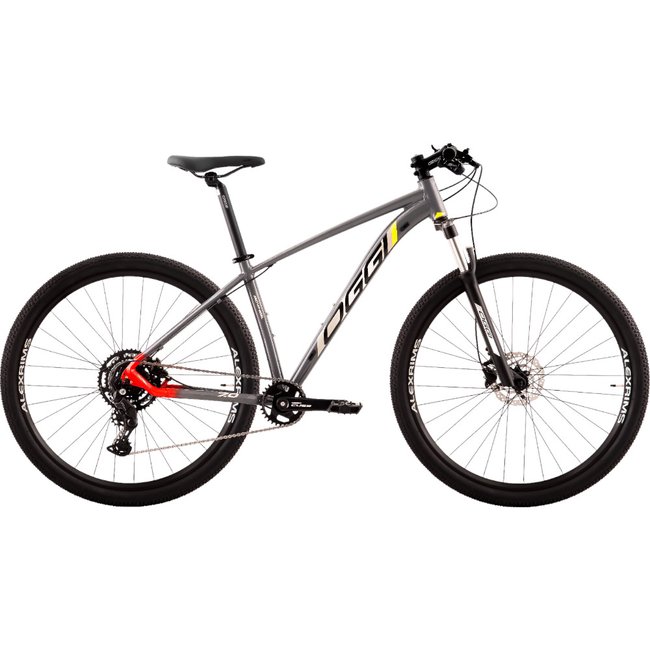 Bicicleta Oggi Big Wheel 7.0 Aro 29 Cues 9v 2024 Grafite e Vermelho e Amarelo