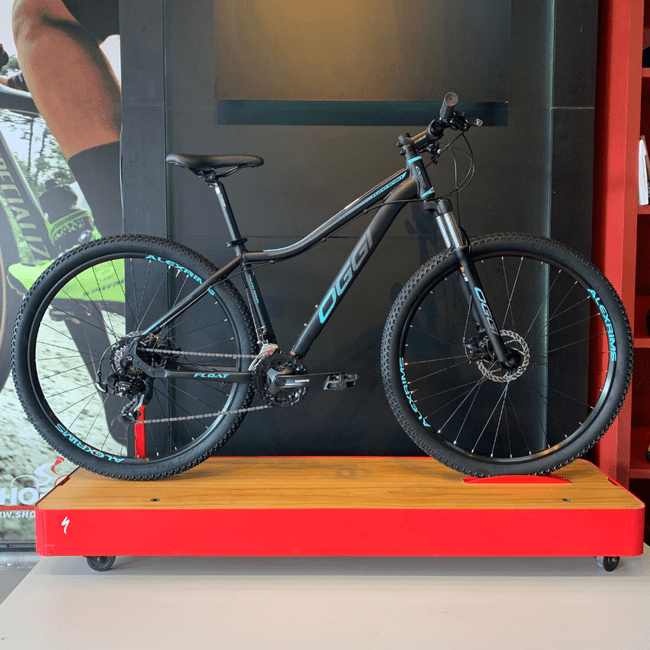 Bicicleta Oggi Float Sport Aro 29 Tourney 21v Preto e Azul e Rosa