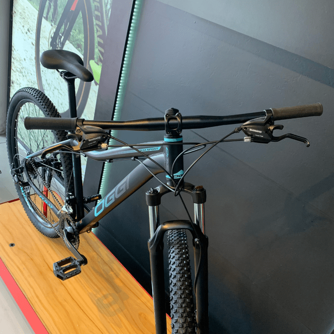 Bicicleta Oggi Float Sport Aro 29 Tourney 21v Preto e Azul e Rosa