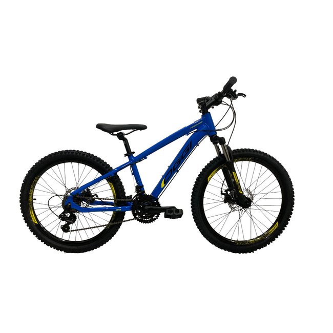 Bicicleta Oggi Hacker Aro 24 Tourney 21v Azul e Preto e Amarelo