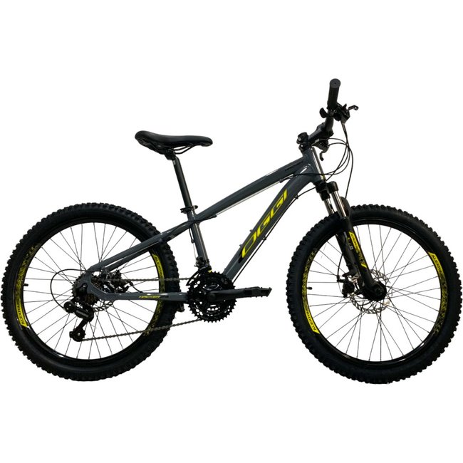 Bicicleta Oggi Hacker Aro 24 Tourney 21v Cinza e Amarelo e Preto