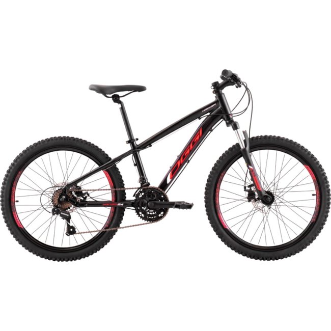 Bicicleta Oggi Hacker Aro 24 Tourney 21v Preto e Vermelho e Branco