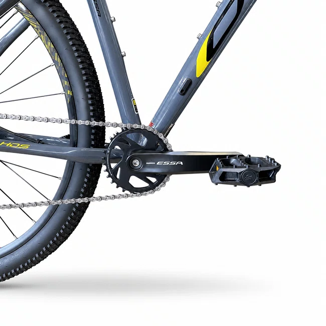 Bicicleta Oggi Hacker HDS Aro 29 Essa 8v Grafite e Amarelo e Preto