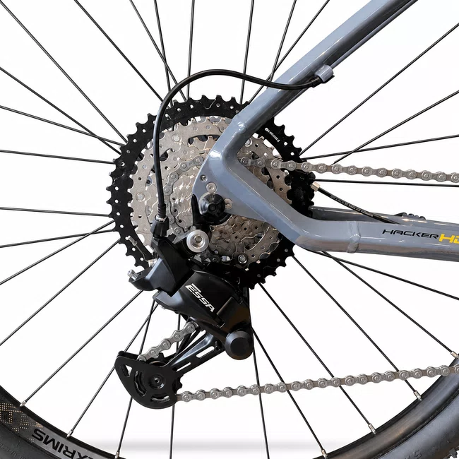 Bicicleta Oggi Hacker HDS Aro 29 Essa 8v Grafite e Amarelo e Preto