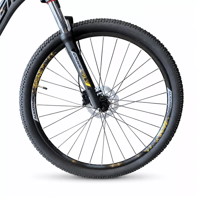 Bicicleta Oggi Hacker HDS Aro 29 Essa 8v Grafite e Amarelo e Preto