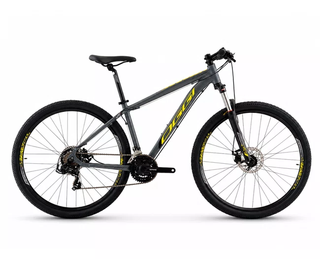 Bicicleta Oggi Hacker Sport Aro 29 Tourney 21v 2024 Grafite e Amarelo e Preto