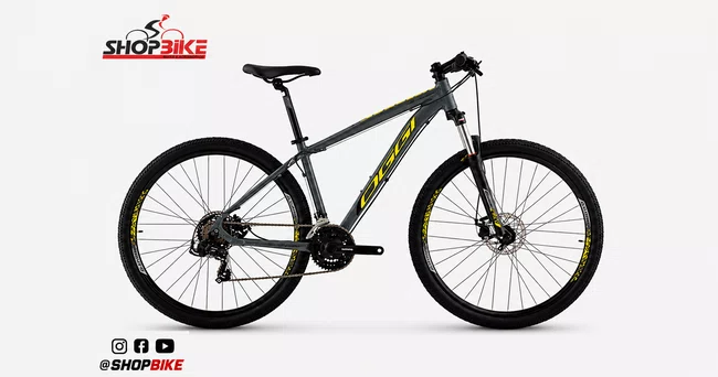Bicicleta Oggi Hacker Sport Aro 29 Tourney 21v 2024 Grafite e Amarelo e Preto