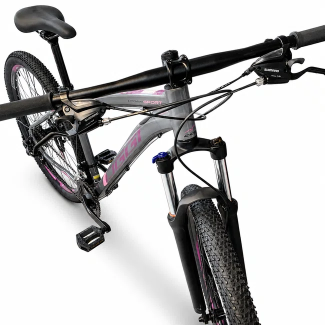 Bicicleta Oggi Hacker Sport Aro 29 Tourney 21v 2024 Grafite e Rosa e Preto