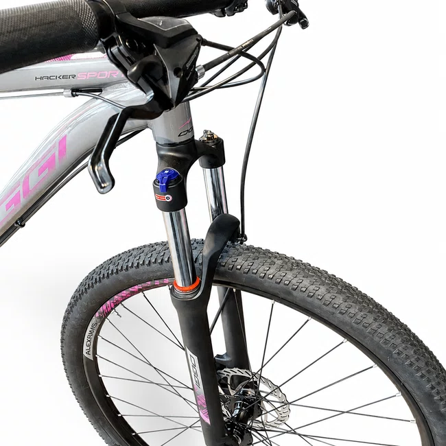 Bicicleta Oggi Hacker Sport Aro 29 Tourney 21v 2024 Grafite e Rosa e Preto