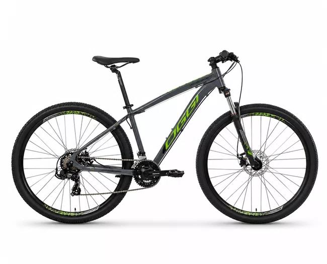 Bicicleta Oggi Hacker Sport Aro 29 Tourney 21v 2024 Grafite e Verde e Preto