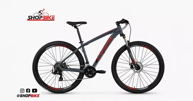 Bicicleta Oggi Hacker Sport Aro 29 Tourney 21v 2024 Grafite e Vermelho e Preto