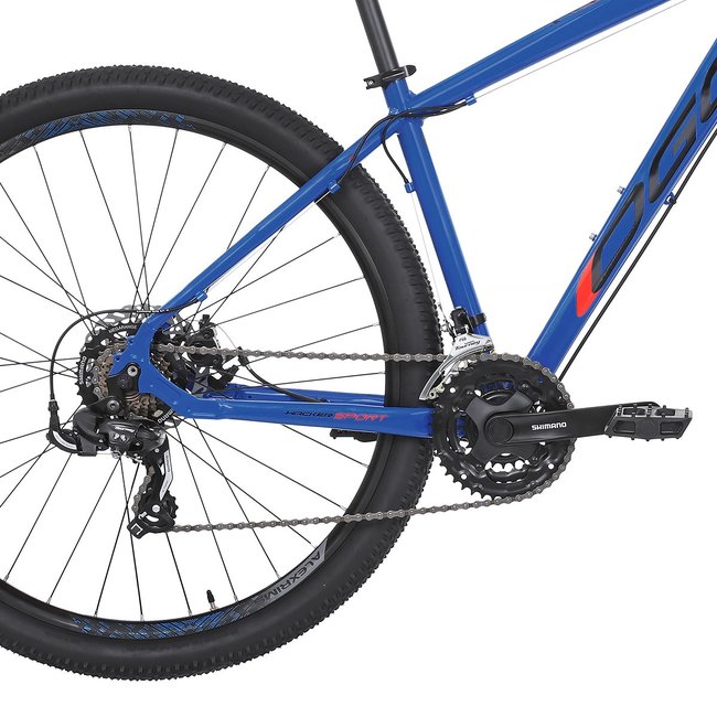 Bicicleta Oggi Hacker Sport Aro 29 Tourney 21v 2024 Azul e Vermelho e Preto