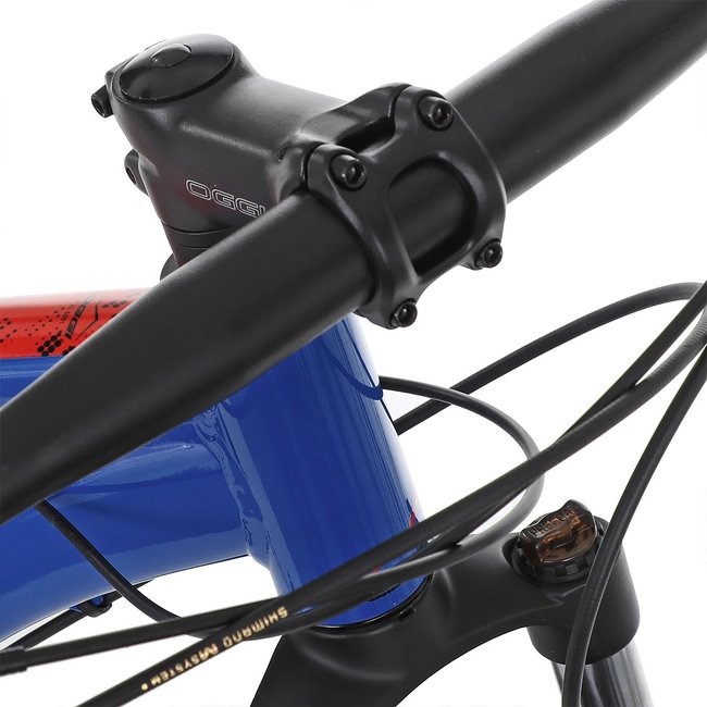 Bicicleta Oggi Hacker Sport Aro 29 Tourney 21v 2024 Azul e Vermelho e Preto