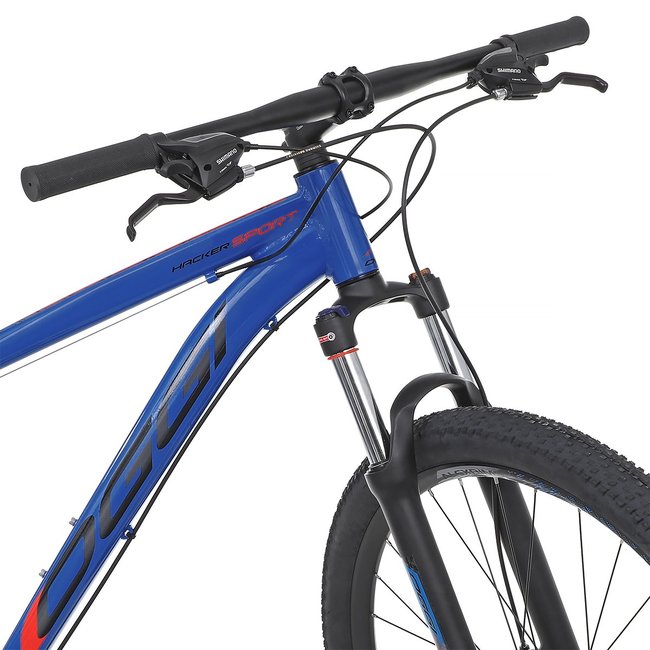Bicicleta Oggi Hacker Sport Aro 29 Tourney 21v 2024 Azul e Vermelho e Preto