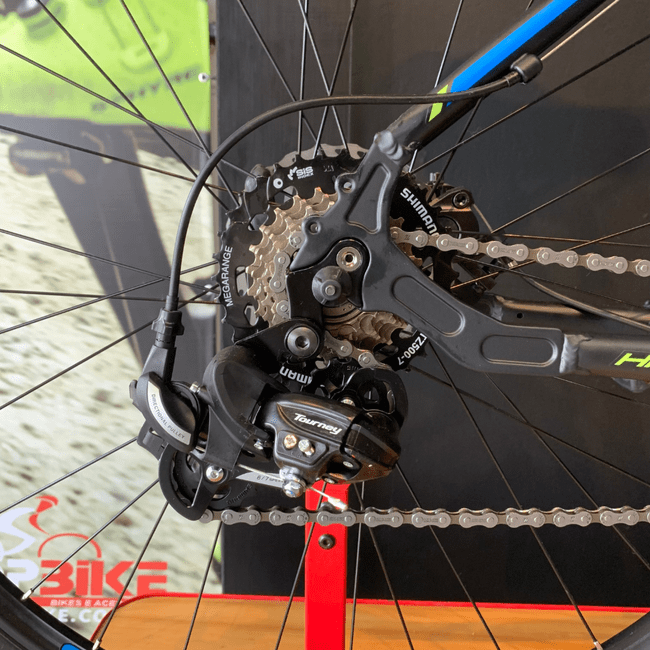 Bicicleta Oggi Hacker Sport Aro 29 Tourney 21v Preto e Azul e S-Lime
