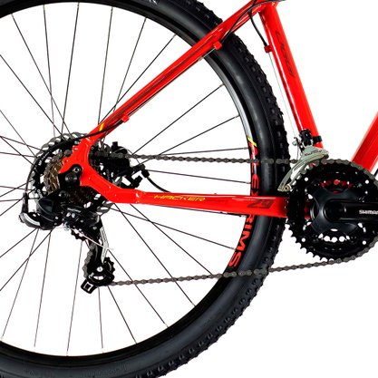 Bicicleta Oggi Hacker Sport Aro 29 Tourney 21v Vermelho e Vinho e Amarelo