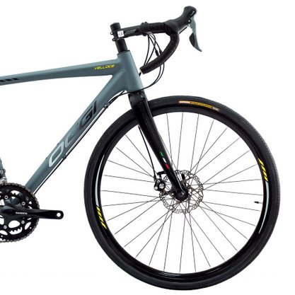 Bicicleta Oggi Velloce Disc Aro 700 Claris 16v Grafite e Preto e Amarelo