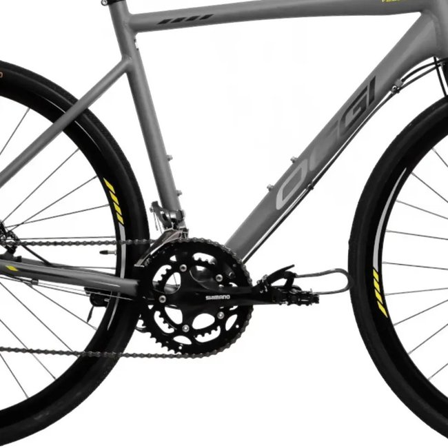 Bicicleta Oggi Velloce LSS Aro 700 Claris 16v 2024 Grafite e Cinza e Amarelo