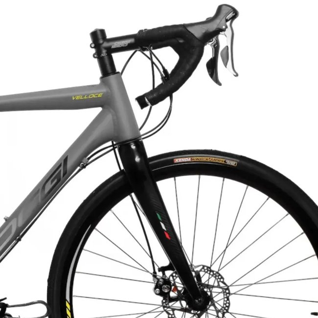 Bicicleta Oggi Velloce LSS Aro 700 Claris 16v 2024 Grafite e Cinza e Amarelo