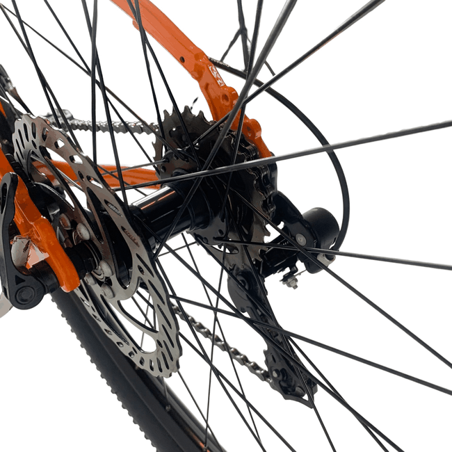 Bicicleta OXS Glide 100 Aro 29 Shimano 21v Laranja e Vinho e S-lime