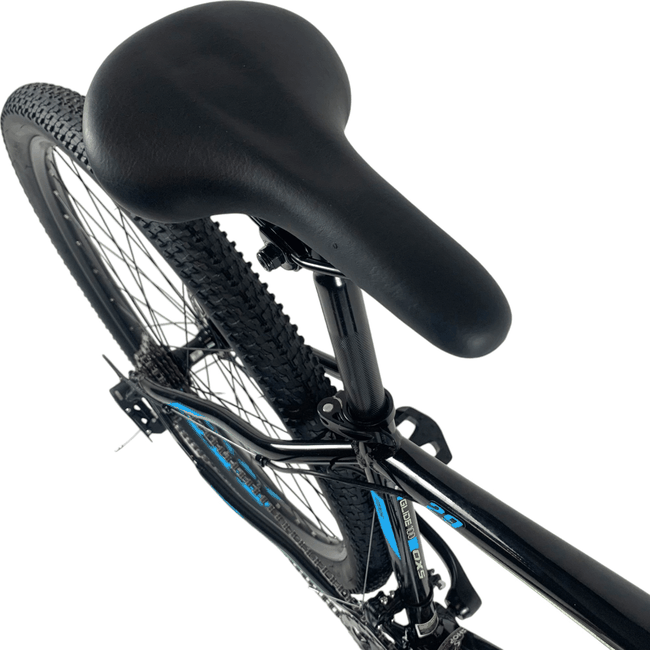 Bicicleta OXS Glide 100 Aro 29 Shimano 21v Preto e Azul e S-lime