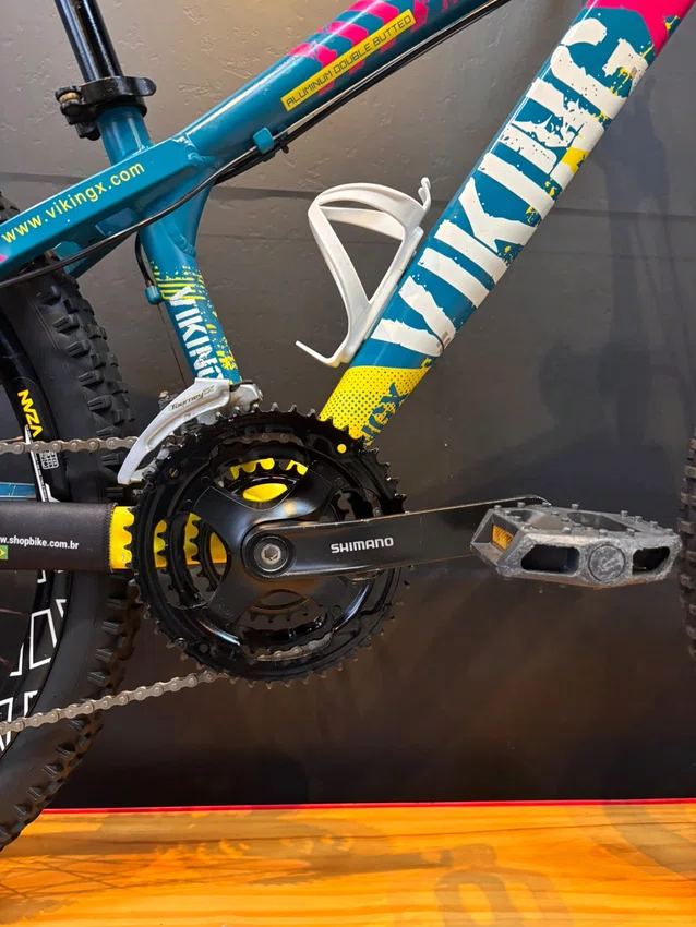 Bicicleta Seminova A26 Viking Tuff-25 Shimano 21V Verde/Amarelo/Rosa