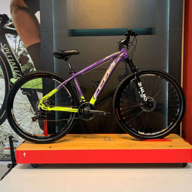 Bicicleta Ecos Onix Aro 29 Tourney 21v Roxo e Verde - Seminova