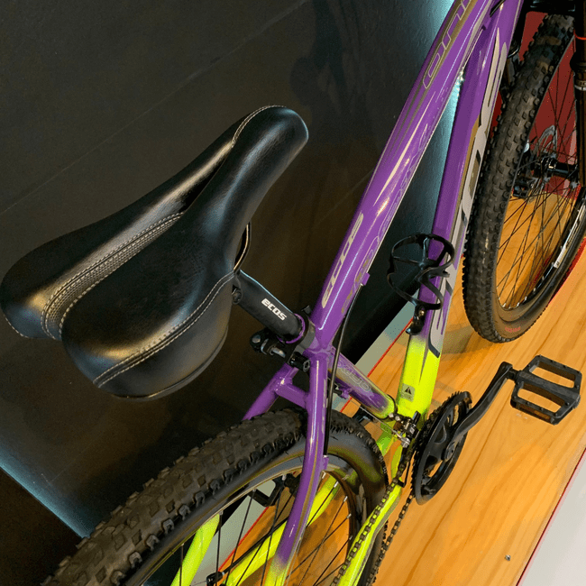 Bicicleta Ecos Onix Aro 29 Tourney 21v Roxo e Verde - Seminova