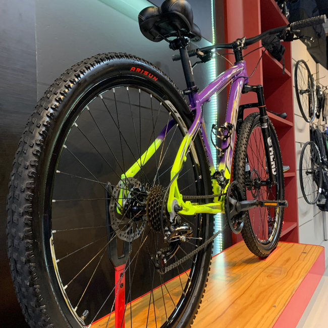 Bicicleta Ecos Onix Aro 29 Tourney 21v Roxo e Verde - Seminova